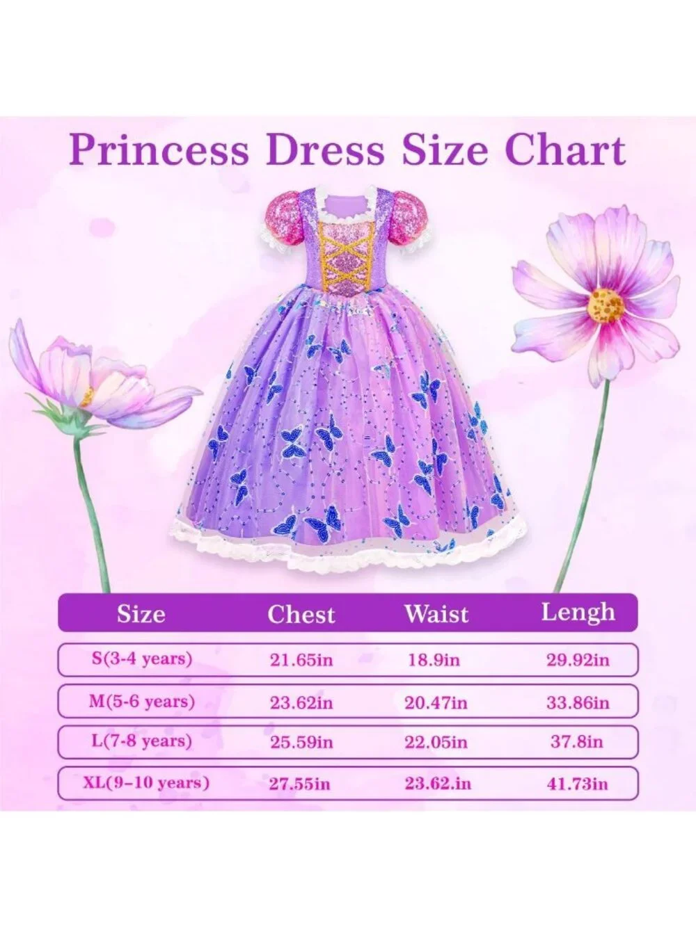 Girls Light Up Princess Costume Dress Halloween Birthday Gift Ages 3-10